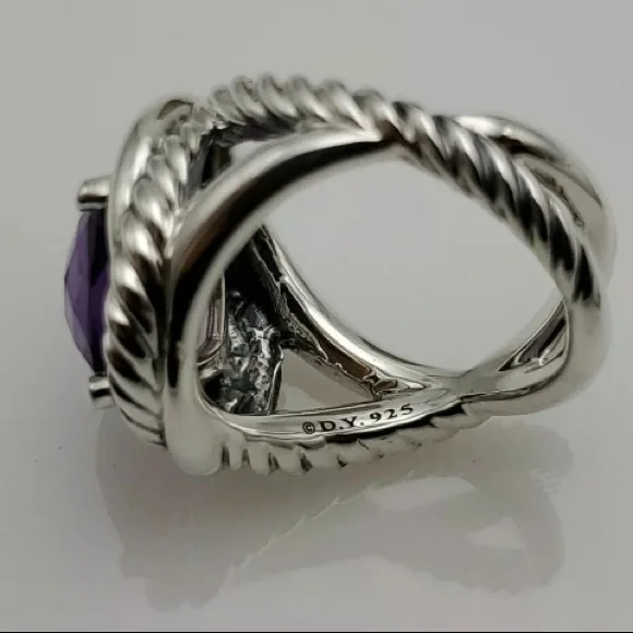 David Yurman Silver Ring with Purple Stone - Picture 2 of 7